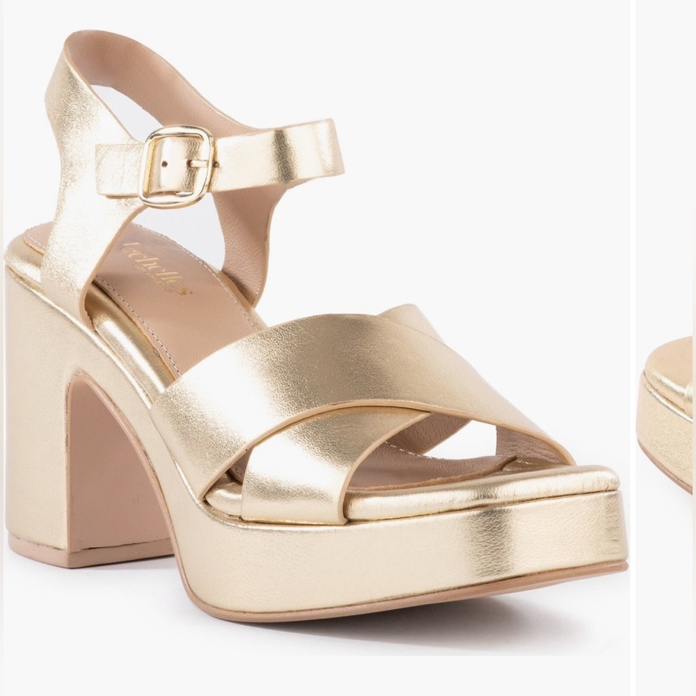 SEYCHELLES BLESSING PLATFORM LEATHER SANDAL GOLD NEW 8.5